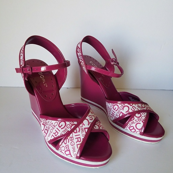BCBGirls Wedges Sandals Janna Canvas Logo 8 - Picture 2 of 5